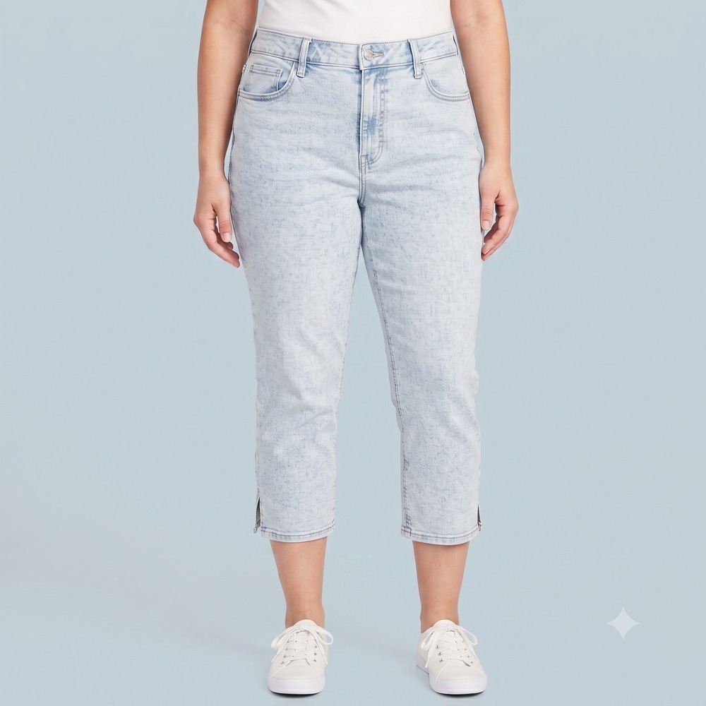 Old Navy High Rise Capri Jeans Light Wash Secret-Smooth Pockets Women's‎ 12 EUC